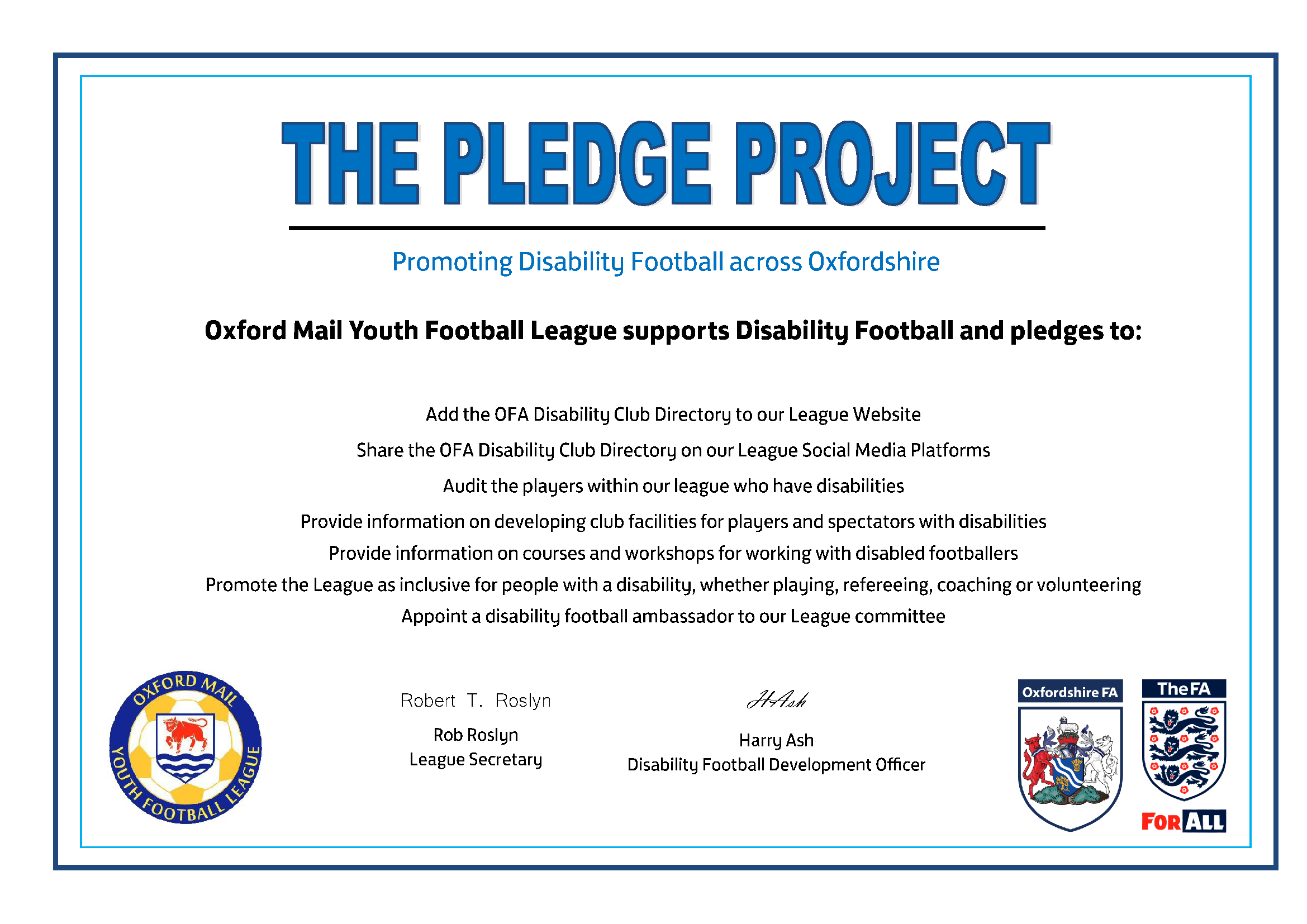 OYFL pledge card