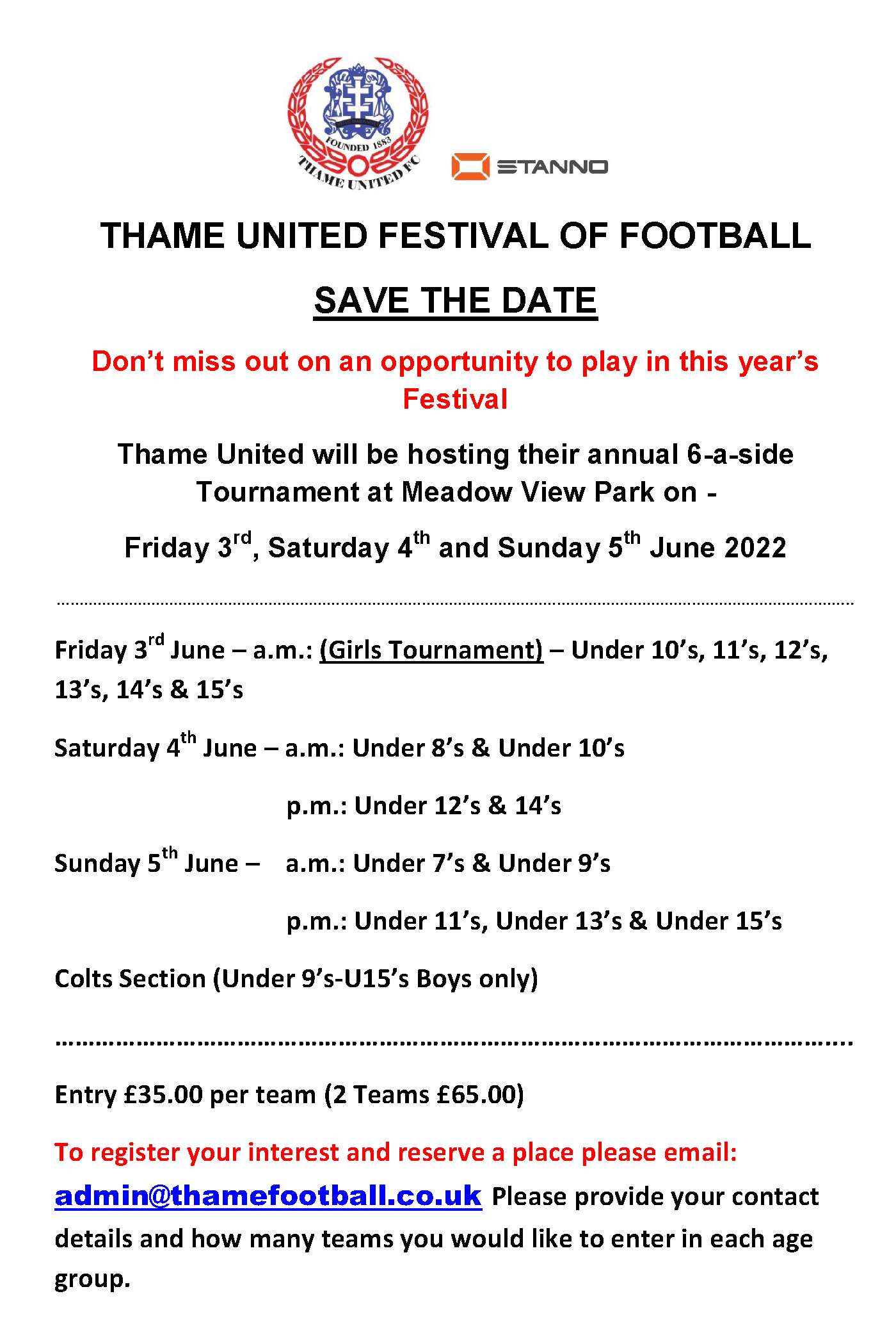 Thame United invitation