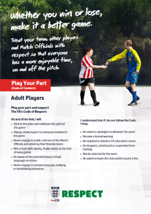 Adult Players code of conduct